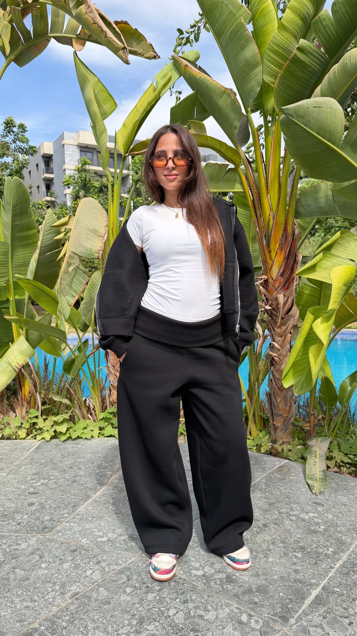 Black foldover pants