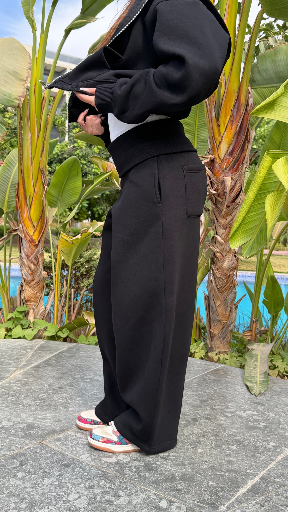 Black foldover pants