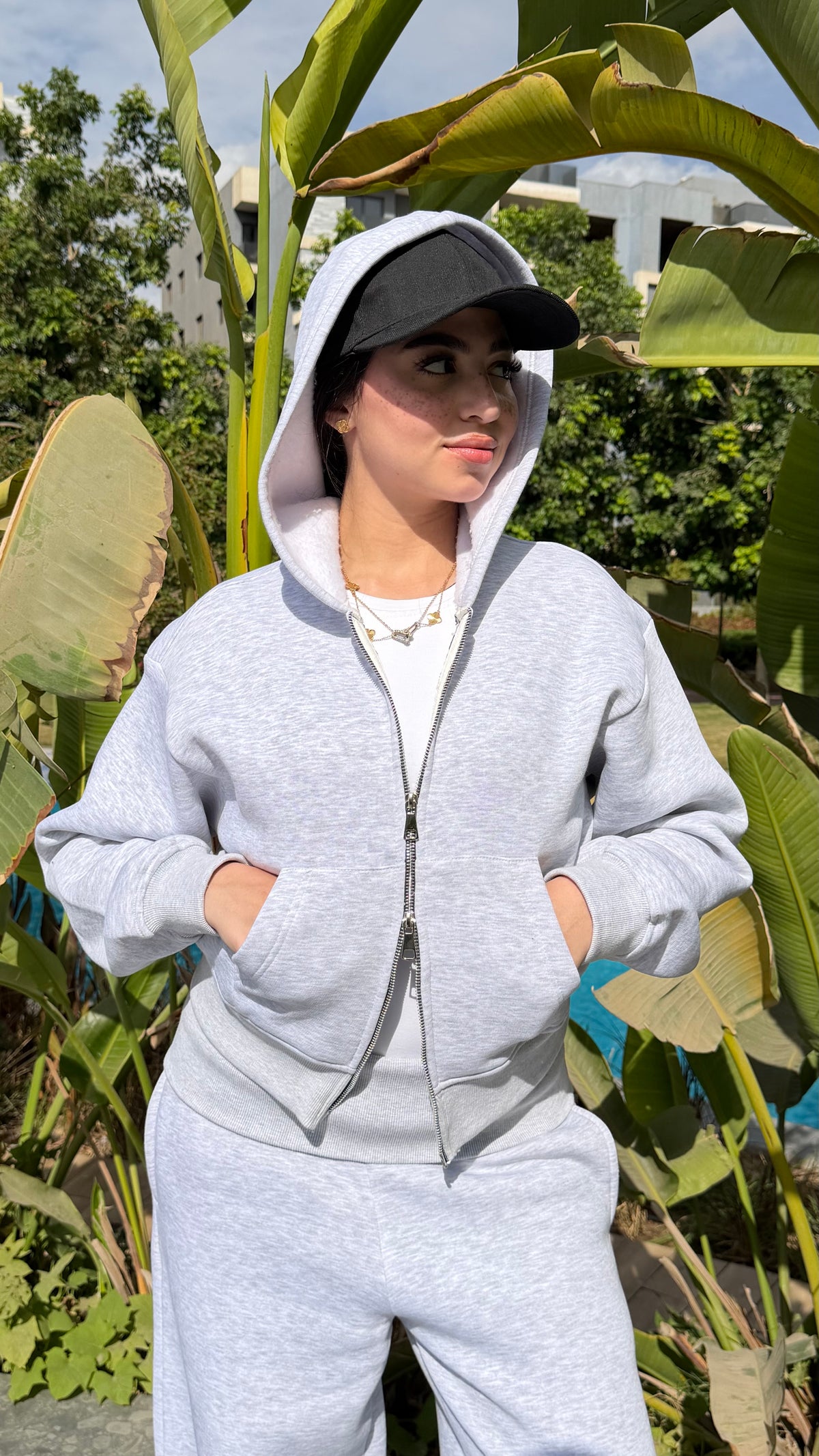 Grey sweat jacket